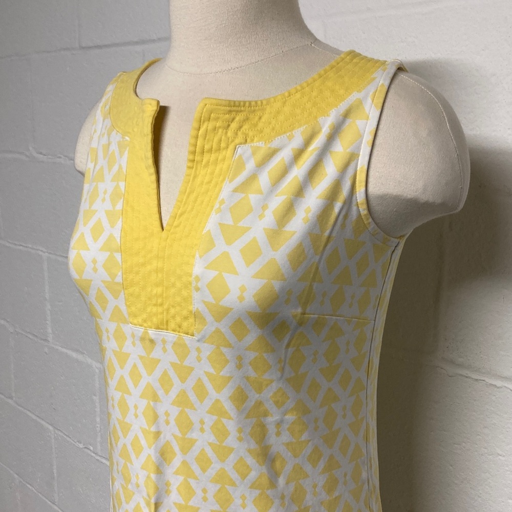 Yellow and White New York & Company Patterned Dress